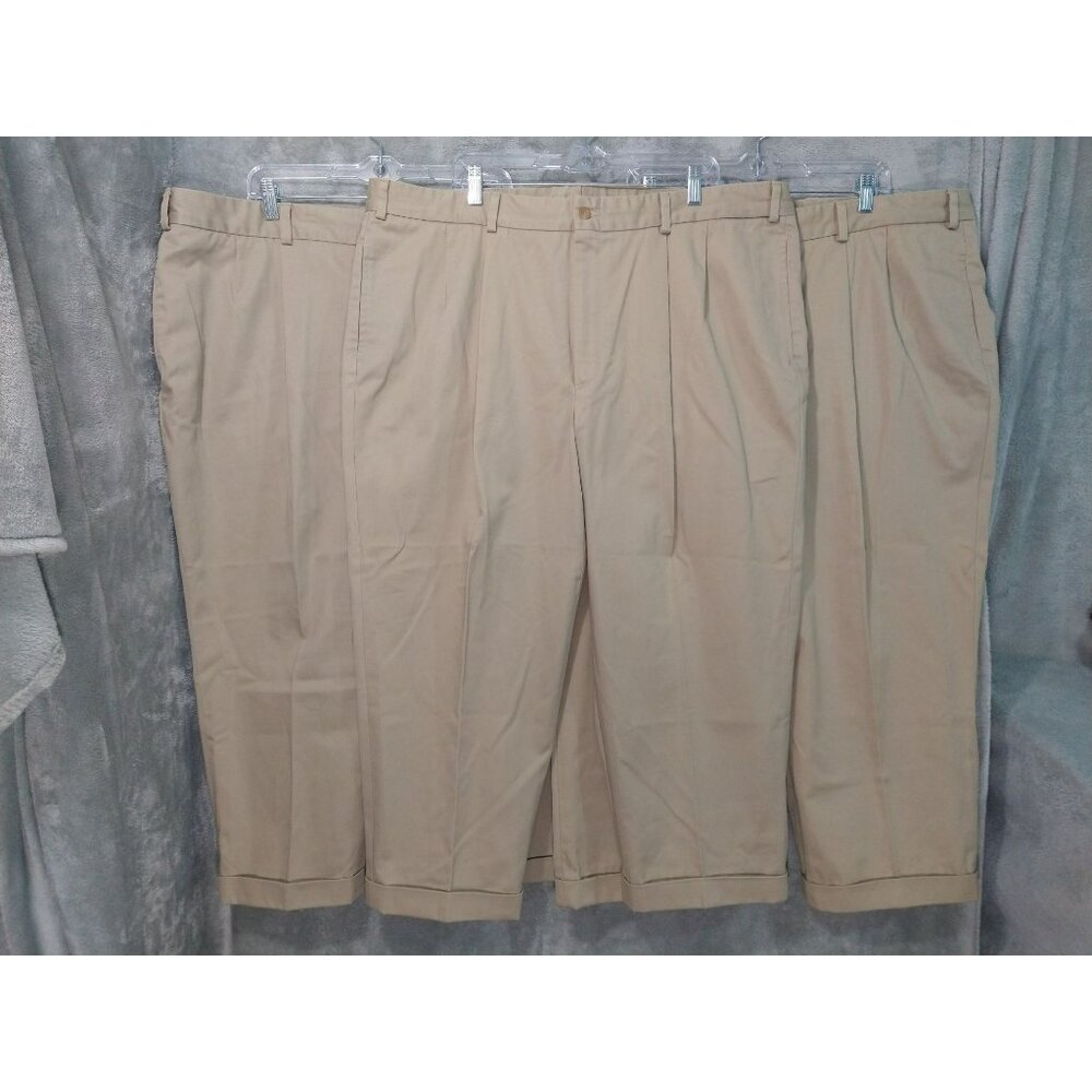 Bills Khakis Pants Mens 44 x 24 Beige Chino M2P Pleated Twill Cotton Lot of 3
